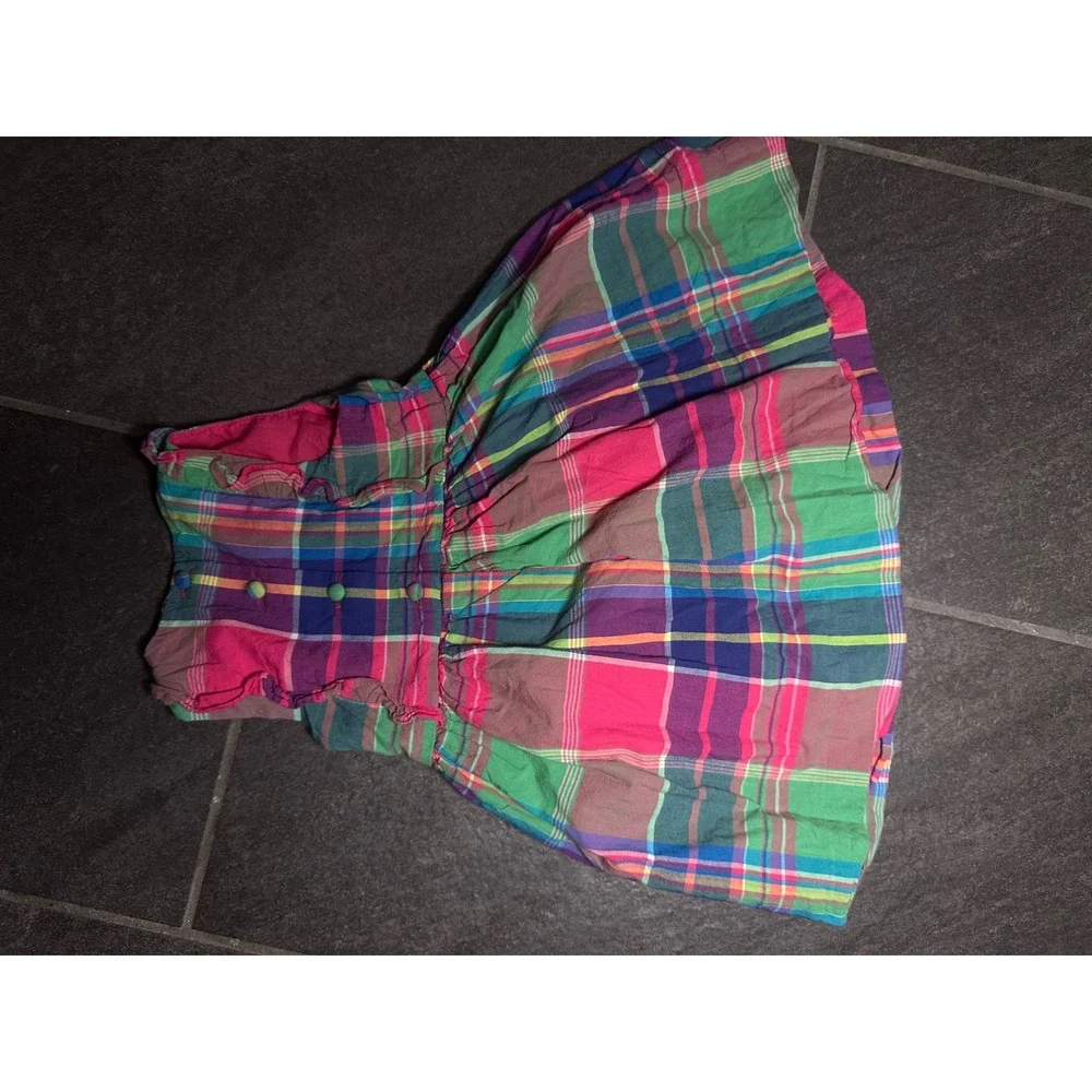 Ralph Lauren Polo Baby Girl Plaid Ruffle Sleeveless Dress Multi-Color 18M